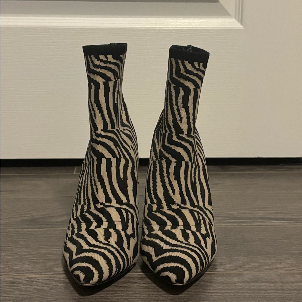 MIA Black and White Zebra Ankle Boots
